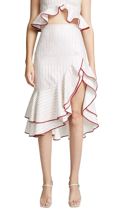 Shop Alexis Garnet Skirt In Rouge Stripe