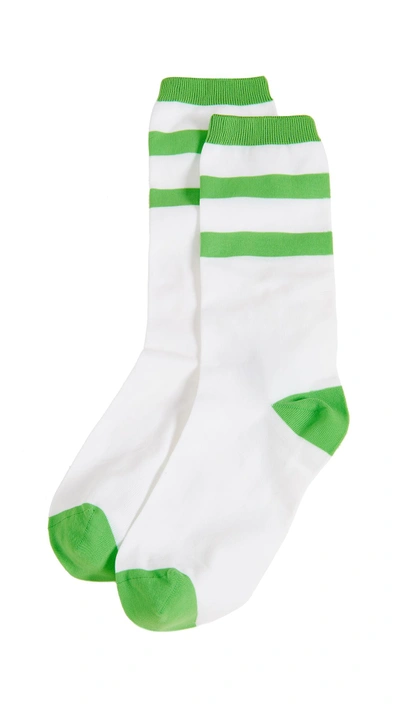 Shop Ganni Classon Stripe Socks In Vanilla Ice