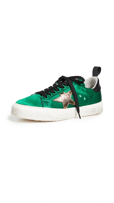 Shop Golden Goose May Trainers In Green/double Belt