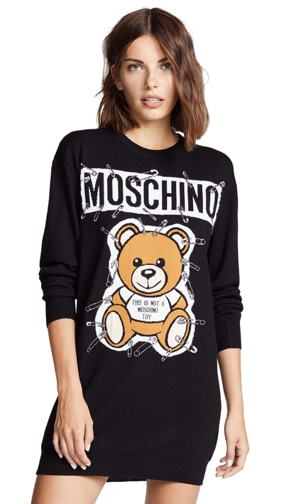 Shop Moschino Bear Tee Dress In Black