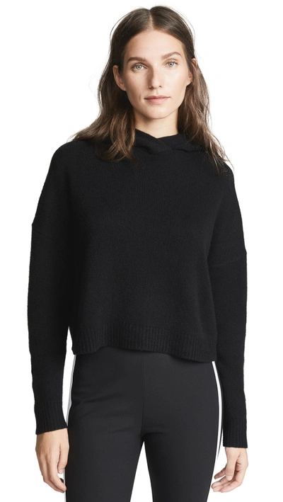 Shop Theory Cashmere Crop Hoodie In Black