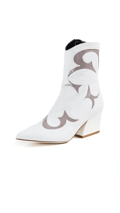 Shop Tibi Felix Boots In Bright White/grey Multi