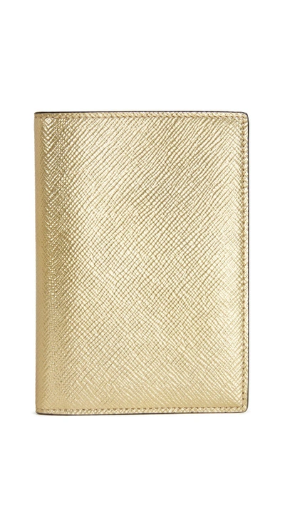 Shop Smythson Panama Passport Cover In Gold