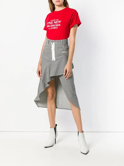 Shop Off-white Striped Asymmetric Skirt - Blue