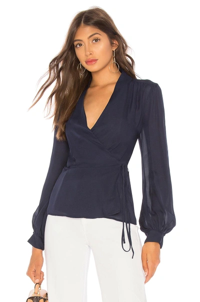 Shop L Agence Cara Wrap Blouse In Navy