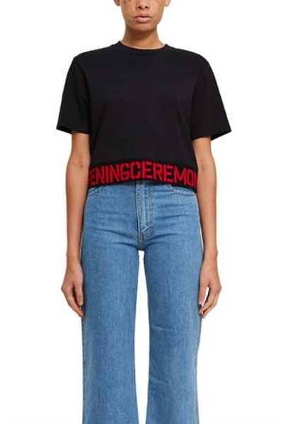 Shop Opening Ceremony Elastic Logo Cropped Tee In Black