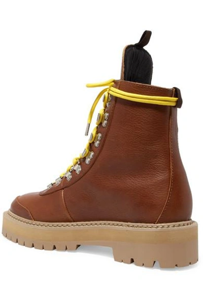 Shop Off-white Hiking Textured-leather Ankle Boots In Camel