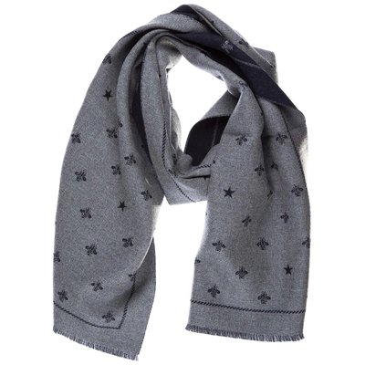 Shop Gucci Men's Wool Scarf In Grey