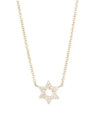 Shop Ef Collection Diamond & 14k Yellow Gold Star Of David Pendant