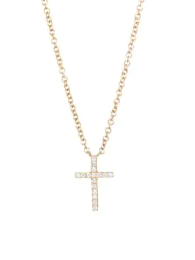 Shop Ef Collection Diamond And 14k Yellow Gold Cross Necklace