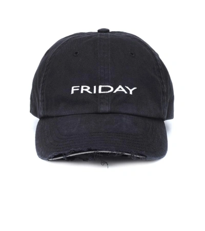 Shop Vetements Friday Cotton Cap In Black