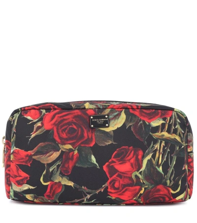 Shop Dolce & Gabbana Floral-printed Cosmetics Case In Red