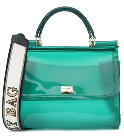 Shop Dolce & Gabbana Transparent Sicily Shoulder Bag In Green