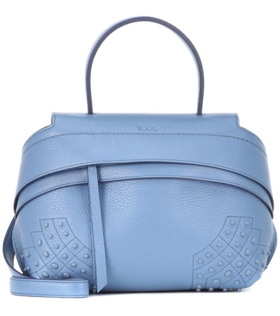 Shop Tod's Wave Mini Leather Shoulder Bag In Blue