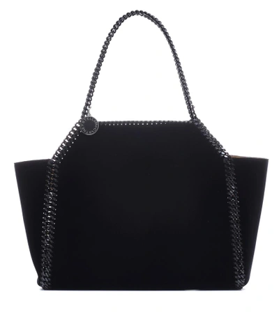 Shop Stella Mccartney Falabella Reversible Velvet Tote In Black