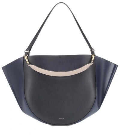 Shop Wandler Mia Leather Tote In Blue
