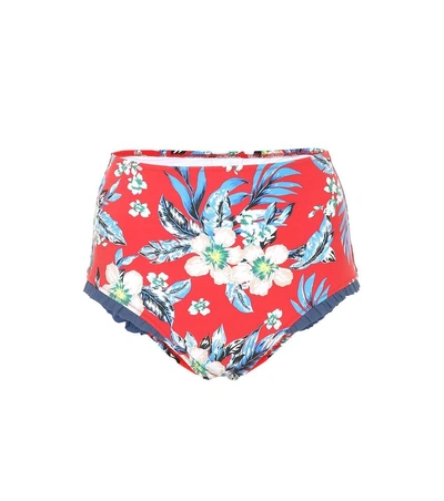 Shop Diane Von Furstenberg High-waisted Bikini Bottoms In Red