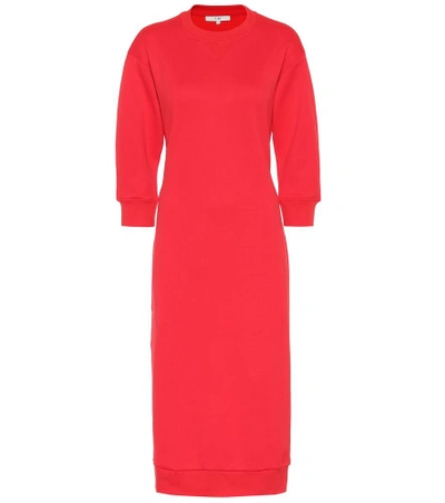 Shop Tibi Cotton-blend Sweatshirt Dress In Red