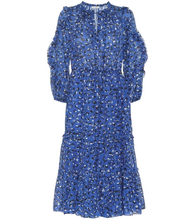 Shop Ulla Johnson Fantine Cotton And Silk Dress In Blue