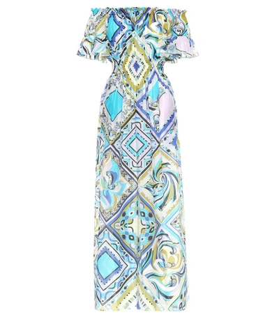 Shop Emilio Pucci Beach Printed Cotton And Silk Maxi Dress In Multicoloured