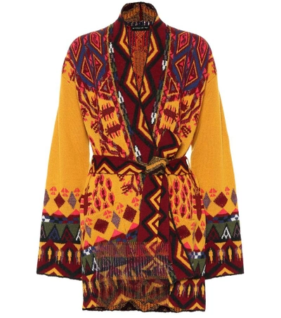 Shop Etro Intarsia Wool-blend Cardigan In Multicoloured