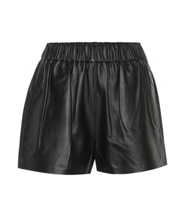 Shop Tibi Tissue Leather Shorts In Black