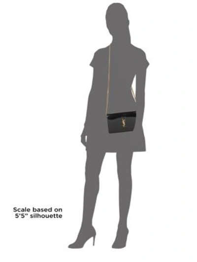 Shop Saint Laurent Patent Leather Wallet-on-chain In Black