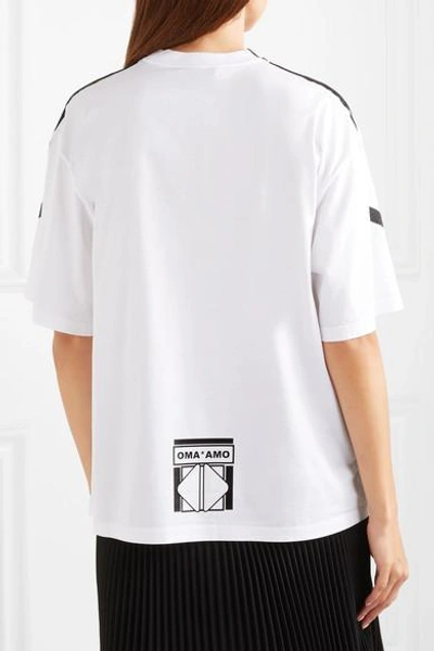 Shop Prada Printed Cotton-jersey T-shirt In White