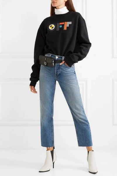 Shop Off-white Printed Cotton-jersey Sweatshirt In Black