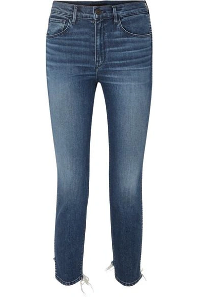 Shop 3x1 W3 Cropped Distressed High-rise Skinny Jeans In Mid Denim