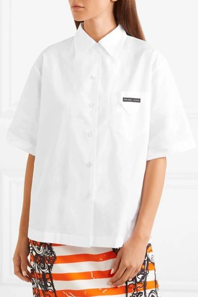 Shop Prada Cotton-poplin Shirt In White