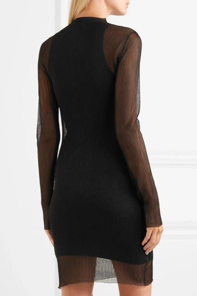 Shop Dion Lee Ribbed-knit Mini Dress In Black