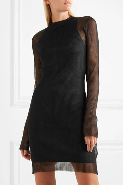 Shop Dion Lee Ribbed-knit Mini Dress In Black