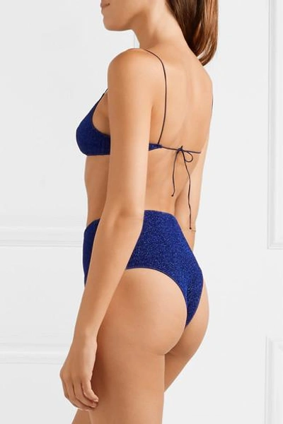 Shop Oseree Lumière Stretch-lurex Bikini In Royal Blue