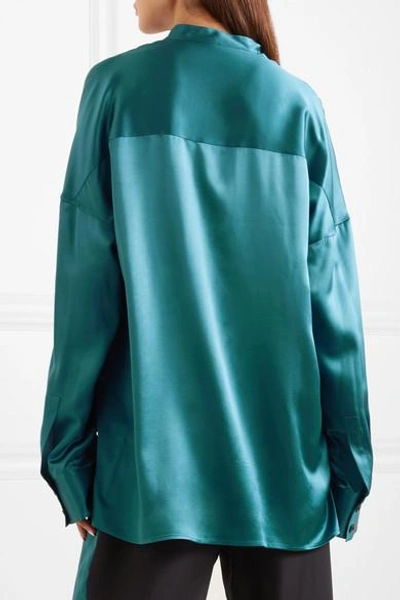 Shop Haider Ackermann Oversized Silk-charmeuse Shirt In Turquoise