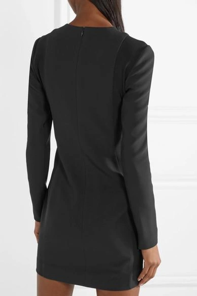 Shop Mugler Appliquéd Crepe Mini Dress In Black