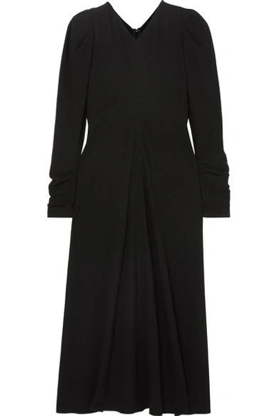 Shop Isabel Marant Abi Gathered Crepe Midi Dress In Black