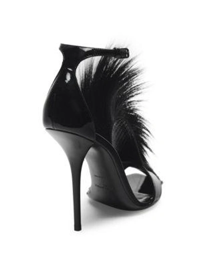 Shop Saint Laurent Pierre Antelope-fur Leather T-strap Sandals In Black