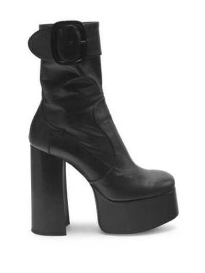 Shop Saint Laurent Billy Leather Platform Booties In Black