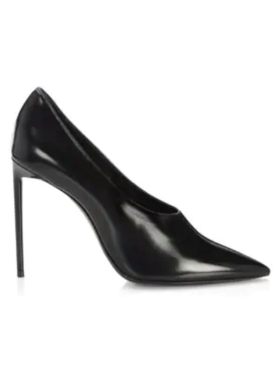 Shop Saint Laurent Teddy Leather Pumps In Black