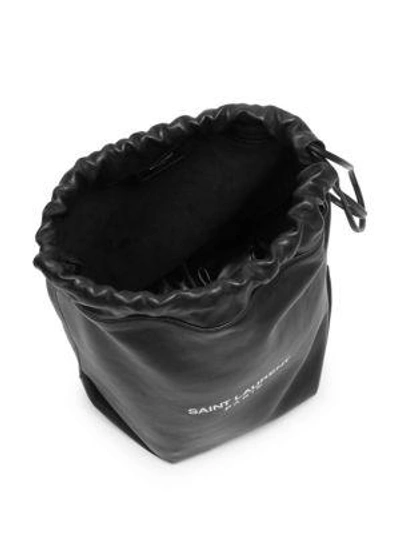 Shop Saint Laurent Leather Bucket Bag In Black