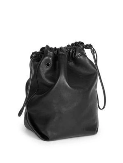 Shop Saint Laurent Leather Bucket Bag In Black