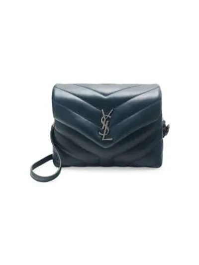 Shop Saint Laurent Toy Loulou Matelassé Leather Crossbody Bag In Dark Turquoise