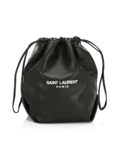 Shop Saint Laurent Leather Bucket Bag In Rouge