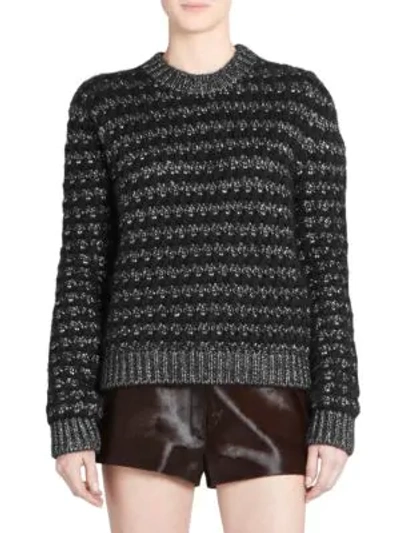 Shop Saint Laurent Striped Crewneck Sweater In Black Multi