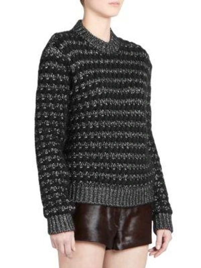 Shop Saint Laurent Striped Crewneck Sweater In Black Multi