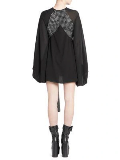 Shop Saint Laurent Georgette Balloon Sleeve Mini Dress In Black