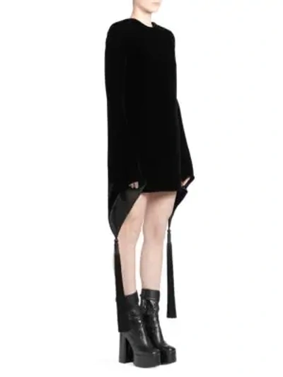 Shop Saint Laurent Bell Sleeve Velvet Mini Dress In Black