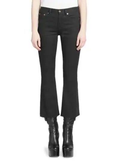 Shop Saint Laurent Kickflare Cropped Jeans In Black