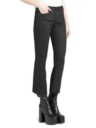 Shop Saint Laurent Kickflare Cropped Jeans In Black